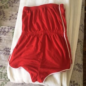 Red tube top romper 80’s style